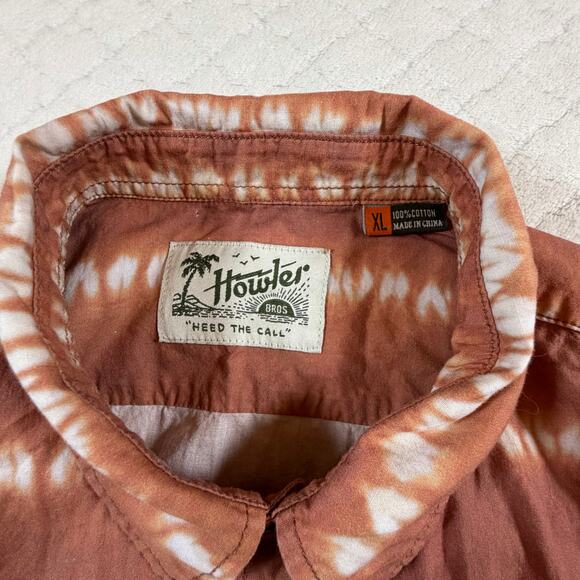 Howler Bros San Gabriel short-sleeve shirt orange/white tie-dye Men’s Sz XL - Picture 2 of 7